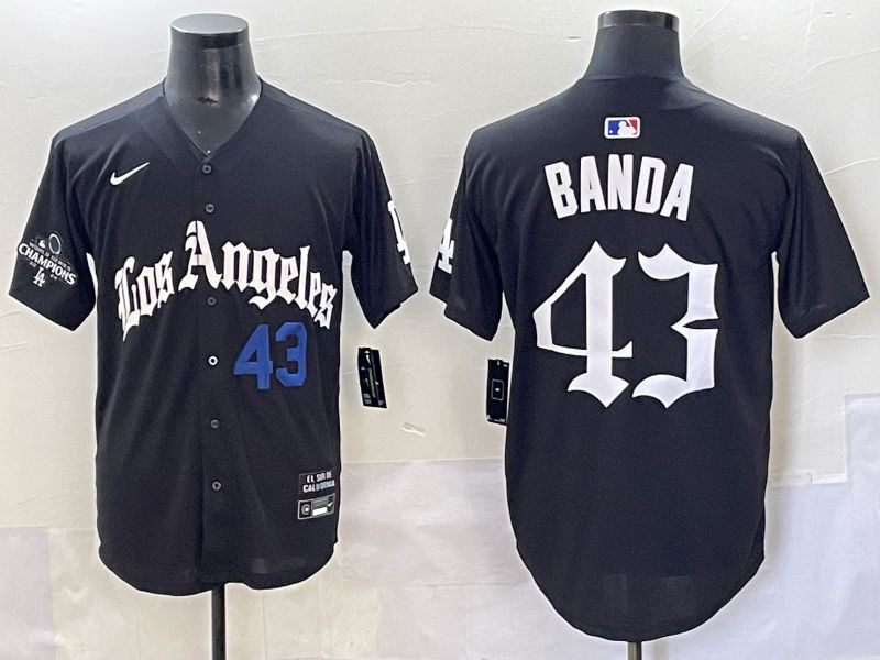 Men 2025 Los Angeles Dodgers 43 Banda Black Five generations Joint Name Nike MLB Jersey style 5
